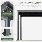 Aoxun Louvered Pergola 12' x 16' Outdoor Aluminum Pergola with Adjustable Top for Decks, Gardens and Backyards, Gray