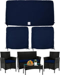 ClawsCover 3Pack Outdoor Seat Cushions Replacement Covers Fit for 4 Pieces Wicker Rattan Furniture Patio Conversation Set Loveseat Chair,38x19x2,19x19x2,Navy-Large (Include Cover Only)