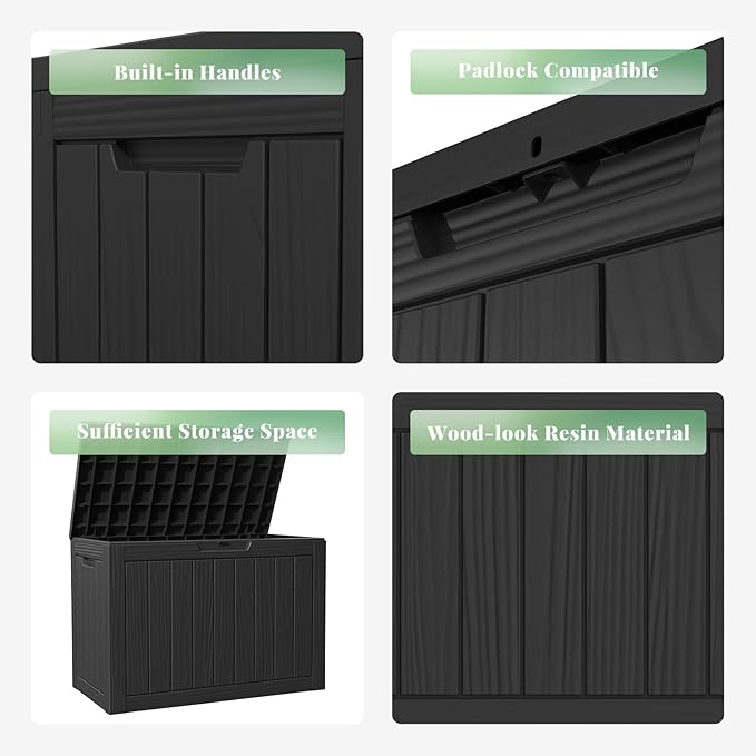 DRATO 45 Gallon Deck Box, Outdoor Storage Box for Patio Furniture, Patio Cushions, Gardening Tools, Pool Supplies 480lbs Weight Capacity,Waterproof Resin Storage Boxes