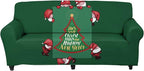 FKELYI Santa Claus Xmas Tree Print Christmas Sofa Slipcover Soft Stretch Sofa Couch Cover Washable Furniture Protector for Home Decorative-XL