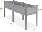 Best Choice Products 72x24x30in Raised Garden Bed, Elevated Wood Planter Box Stand for Backyard, Patio, Balcony w/Divider Panel, 6 Legs, 300lb Capacity - Gray