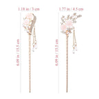 2 Pcs Rhinestone Pearl Flower Hair Stick Chinese Hair Chopsticks Vintage Tassel Hair Pin Chignon Pin Hair Styling Making Accessories for Women