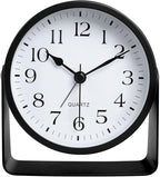 Small Desk Analog Alarm Clock Battery Powered Mini Metal Nightstand Shelf Clock with Light Side Table Decor Mid Century Cute Alarm Clock for Heavy Sleepers Bedrooms Desktop Living Room Bathroom