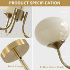 Brass 3 Light Chandelier Gold Sputnik Ceiling Light Fixture Vintage Yellow Glass Pendant Light Mid Century Modern Dining Room Chandelier