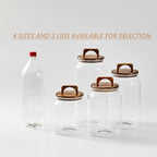 Sweejar Large Glass Candy Jars with Wooden Lids, 1 Gallon Glass Jar with Lid, Sugar/Flour Storage Containers, Big Glass Canisters with Airtight Lid, 2 Pack, Hand Lid