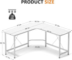 soges L Shaped Desk, 59inch L Desk Computer Corner Desk, Gaming Desk, Home Office Writing Desk, Space-Saving Workstation Desk, White