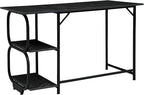 Black Marble 47inch Computer Desk Writing Workstation Home Office Table with 2-Tier Storage Shelves for Small Space
