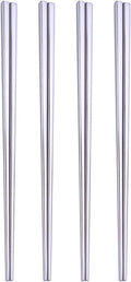 Stainless Steel Chopsticks,Reusable ,Dishwasher Safe , Easy to Use（4 PCS,silver）