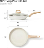 CAROTE Non Stick Frying Pan, 10 Inch White Granite Skillet with Glass Lid | Non Toxic Kitchen Healthy Cookware, Compatible with All Stovetop, Easy to Clean, PFOA Free