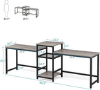 Tribesigns Extra Long Two Person Desk with Storage Shelves, 96.9 inch Double Computer Desks with Printer Shelf for 2 People, Rustic Writing Desk Workstation for Home Office