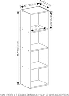 Furinno Luder Bookcase / Book / Storage, 4-Tier Cube,White