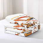 Kids Construction Vehicles Truck Comforter for Boys Full,Cartoon Car Excavator Tractor Bedding Set,Construction Christian Spirational Quotes Comforter with 2 Pillowcases White