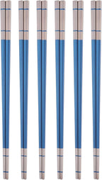 Reusable Stainless Steel Chopsticks,Dishwasher Safe , Easy to Use(6 PCS,blue)
