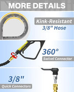 Pressure Washer Hose 75FT 3/8" for Cold and Hot Water 212°F, with Swivel Quick Connect, 4500PSI Kink Resistant Grade Steel Wire Braided, Power Washer Hose With 2pcs M22-14mm Adapter