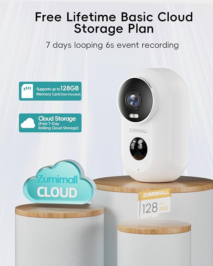 ZUMIMALL Security Cameras Wireless Outdoor with Magnetic Mount, 2K Outdoor Camera Wireless Battery Powered, 2.4G WiFi Cameras for Home Security Indoor,3MP Color Night Vision/Siren/PIR/AI/Cloud/Alexa
