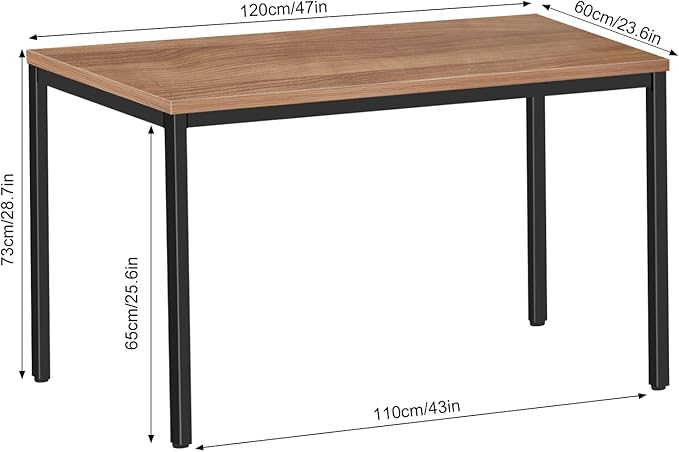 Large Table 24x48 inches Writing Computer Desk Modern Simple Study Desk Industrial Style Laptop Table for Home Office Brown Notebook Desk