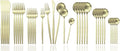JASHII Silverware Set, 36 Piece Food Grade Stainless Steel Flatware Set Fork Spoon Knife Utensils for Daily Use and Party, Service for 6 Anti Rust, Safe in Dishwasher (Matte Champagne gold)