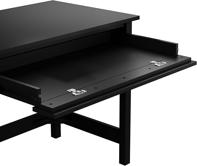 Bush Furniture Broadview 54W Computer Desk with Shelves in Classic Black| Personal Workstation Table and Storage for Home Office Workspace
