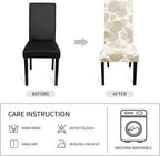 Gibelle Dining Room Chair Covers Set of 6, Soft Stretch Kitchen Chair Covers Slipcover Protector, Removable Washable Geometric Parson Chair Covers 6 Pack, Beige