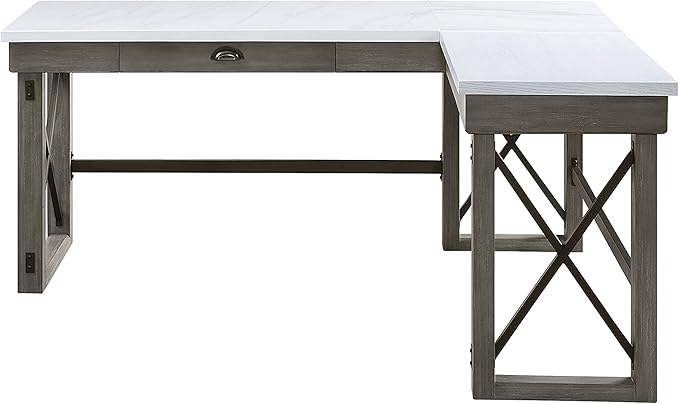 NicBex Kimberly-DW-00029-LWJ Home Office Desks, 67"x55"x30", Gray-1