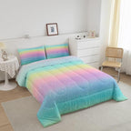 Erosebridal Blue Gradient Bedding Rainbow Tie Dye Bedding Comforter Sets for Kids Boys Girls Bedroom, Galaxy Glitter Comforter Set Pastel Watercolor Sparkle Quilt with 2 Pillowcases, Queen