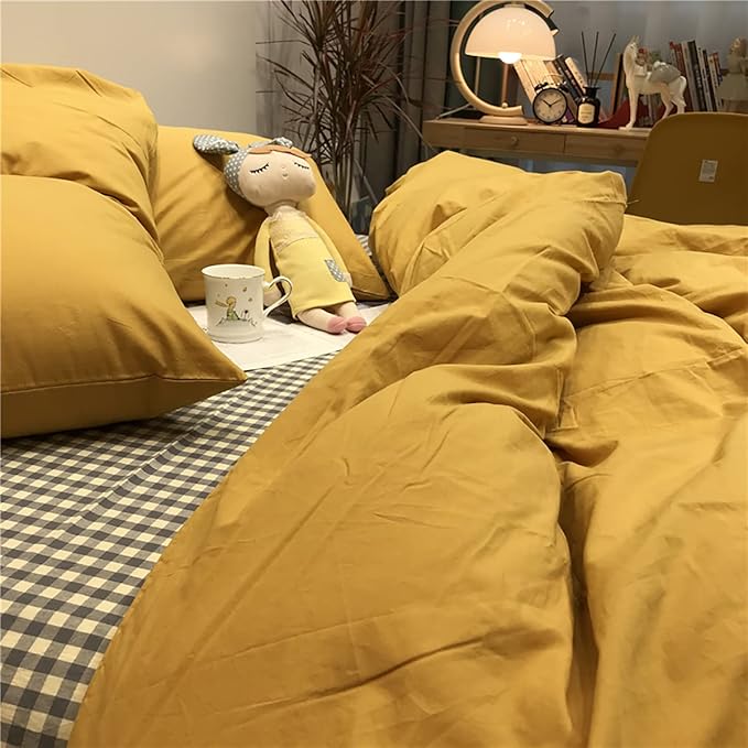 Mustard Yellow Comforter Sets Queen Pure Yellow Bedding Set 3 Pieces Women Men Ginger Yellow Comforter Sets Lightweight Durable Yellow Blanket Queen Bedding Set Breathable Bed Comforter Set