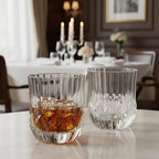 Luxury Italian Restaurant Crystal Double Rocks Glass, 2-Piece Gift Box Set