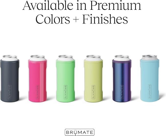 BrüMate Hopsulator Slim Can Cooler Insulated for 12oz Slim Cans | Skinny Can Insulated Stainless Steel Drink Holder for Hard Seltzer, Beer, Soda, and Energy Drinks (Black Stainless)