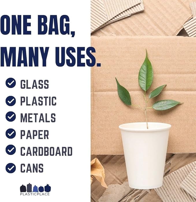 Plasticplace 30-40 Gallon Recycling Trash Bags │ 1.2 Mil│ Blue Garbage Bag Liners │ 33” x 46” (100 Count)