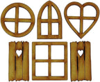4 Pcs Wooden Fairy Garden Door and Windows Ornaments Tree Statues for Tree Trunk Yard Decoration Miniature Garden Buildings