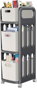 File Cabinet, Easy Assembled Mobile Filing Cabinets with Wheels, 3 Drawer Rolling Cart for Home Office Legal/Letter/A4 Size File