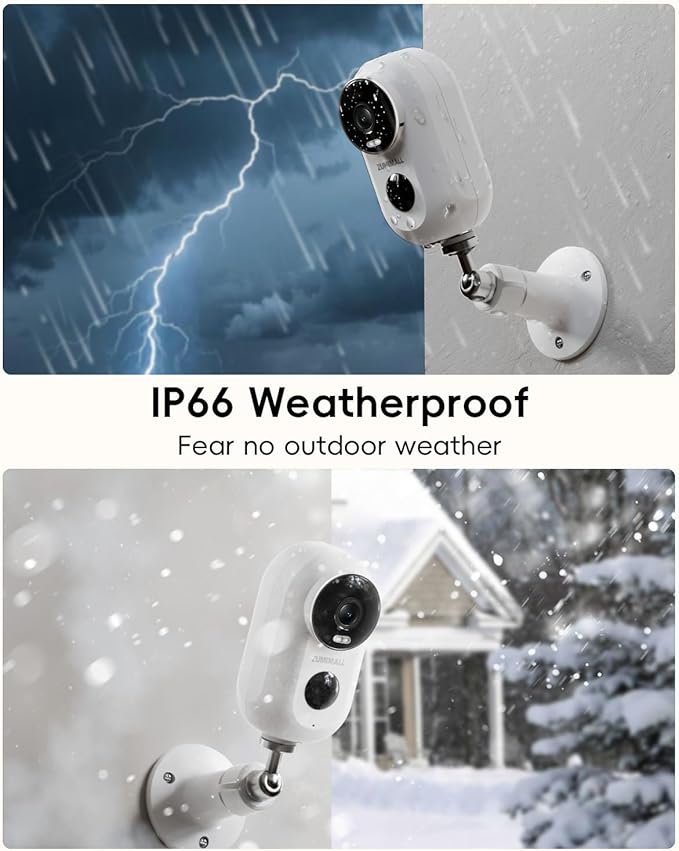 ZUMIMALL Security Cameras Wireless Outdoor, 4 Packs, 2K Cameras for Home Security, Outdoor/Indoor Camera Battery Powered, 2.4G WiFi, Magnetic Mount,3MP Color Night Vision/Siren/PIR/AI/Cloud/Alexa
