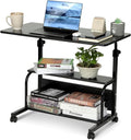 Portable Rolling Desk Adjustable Laptop Desk Small Standing Desk Home Office Desks for Small Spaces Table, 31.5" Black Uplift Student Study Desk Mobile Computer Work Desk on Wheels