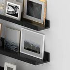Giftgarden 36 Inch Black Floating Shelves for Wall Woodgrain Picture Ledge Large Photo Shelf for Bedroom Living Room Kitchen Bathroom Storage Shelving, Set of 3 Different Sizes