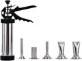 Beef Jerky Gun Kit, Stainless Steel Meat Gun with 5 Nozzles | 304 Stainless Sausage Gun with Easy squeeze Handle, 5 Nozzle Shapes, Dishwasher Safe, Quick Clean, 1.5LB Capacity