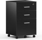 Maxtown 3 Drawer File Cabinet, Wood Filing Cabinet for Home Office, File Cabinet Office Drawer with Lock, Rolling Filing Cabinet for A4/Letter Size, Oak Grain