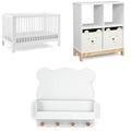 Delta Children babyGap Charlie 6-in-1 Convertible Crib + Brannan Bear Bookcase with Bins + Brannan Bear Wall Shelf with 4 Hooks, Bianca White (Bundle)