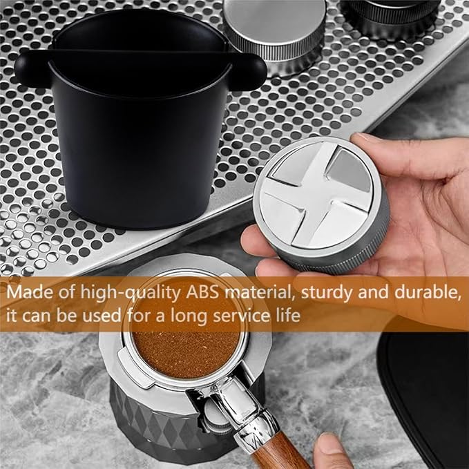 IAOSEN 5inch Knock Box Espresso Knock Box Silicone coffee Tamper Mat Espresso Machine Accessories Set of 2 with Removable Knock Bar and Anti-Slip Base for Home Office Barista Tools for Bar Shop