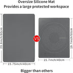 Extra Large Silicone Table Mat, Genuine Food-Grade Silicone Mat for Crafts Kids Dinner Placemat Desk Countertop Waterproof Protector Heat Insulation Kitchen Pastry Rolling Dough Pad (Dark Gray)
