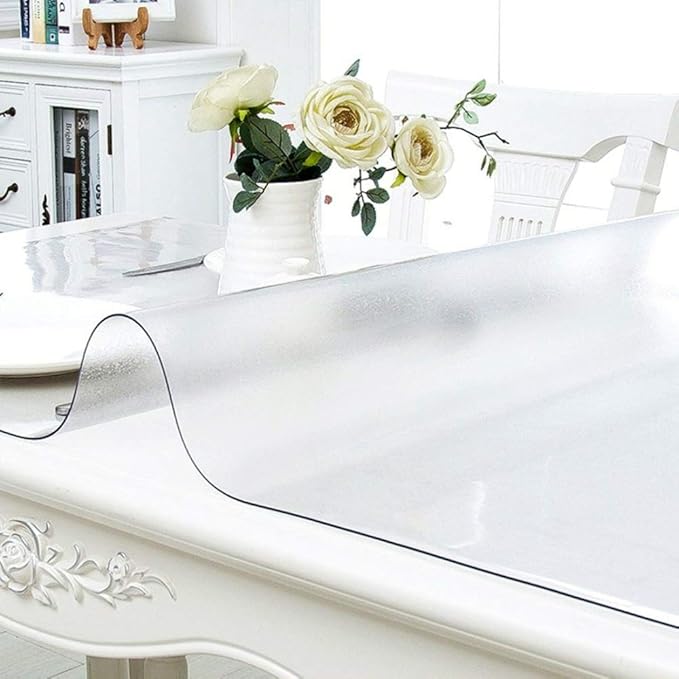 NECAUX Custom 20 x 57 Inch Frosted Table Cover Protector, 1.5mm Thick Plastic Waterproof Heavy Duty Table Pad Desk Mat Protector for Coffee Table, Writing Desk, Sofa Table, Media Stand, Countertop