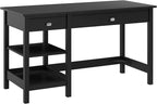 Bush Furniture Broadview 54W Computer Desk with Shelves in Classic Black| Personal Workstation Table and Storage for Home Office Workspace