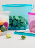 Reusable Silicone Food Storage Bags (Set of 4), Dishwasher Oven Microwave Freezer Safe, Eco-Friendly 100% Platinum, Leakproof Sous Vide Bags, Mixed, X-Large