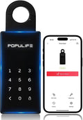 【Updated Version】 Populife Smart Key Lock Box for Outside, Wireless Lock Box for House Key, Hide a Key Outdoor, Electronic Digital Lockbox for Realtor Airbnb Smart Bluetooth Padlock, No WiFi Need