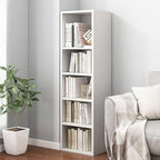 IOTXY Small Narrow Corner Bookcase - 47 Inches Tall Gap Freestanding Storage Cabinet, 5 Lattices Open Shelves Tower Rack, Cubes Bookshelf in White