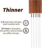 Zolunu Espresso Coffee Stirrer 5 Needles 0.4mm Espresso Distribution Tools, Natural Wood Handle and Stand