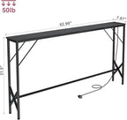 63'' Console Table, Skinny Entryway Table with Fast-Charging Station, Narrow Long Sofa Table, Behind Slim Couch Table for Entrance, Hallway, Living Room Decor ST-BK160-1