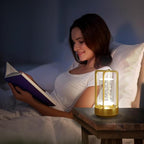 Portable Table Lamp for Outdoor Indoor: Cordless Rechargeable Desk Lamp with 3 Color Stepless Dimmable - Metal Battery Operated Small Lantern Light for Restaurant/Bedroom/Bar/Coffee Shop/Camping