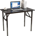 SogesGame Study Computer Desk 39.4 Inch Home Office Writing Small Desk, Modern Simple Style PC Table, Foldable Desk No Install Needed, Black