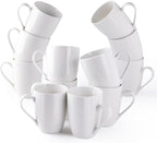 AmorArc 12oz Off White Coffee Mugs Set of 12, Ceramic Coffee Mugs with Large Handle for Man, Woman, Light Weight Coffee Mugs Set for Latte/Cappuccino/Cocoa/Milk, Dishwasher & Microwave Safe, 12Pcs