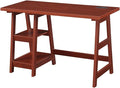 Convenience Concepts Designs2Go Trestle Desk with Charging Station and Shelves, Cherry